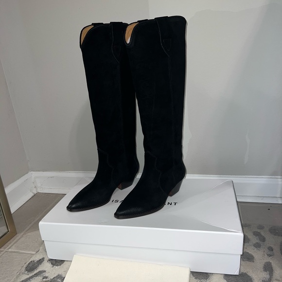 Isabel Marant Denvee tall suede pointed Western boots Black - Picture 8 of 8